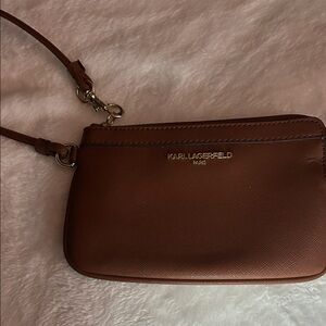 Karl Lagerfeld Tan Leather Wristlet